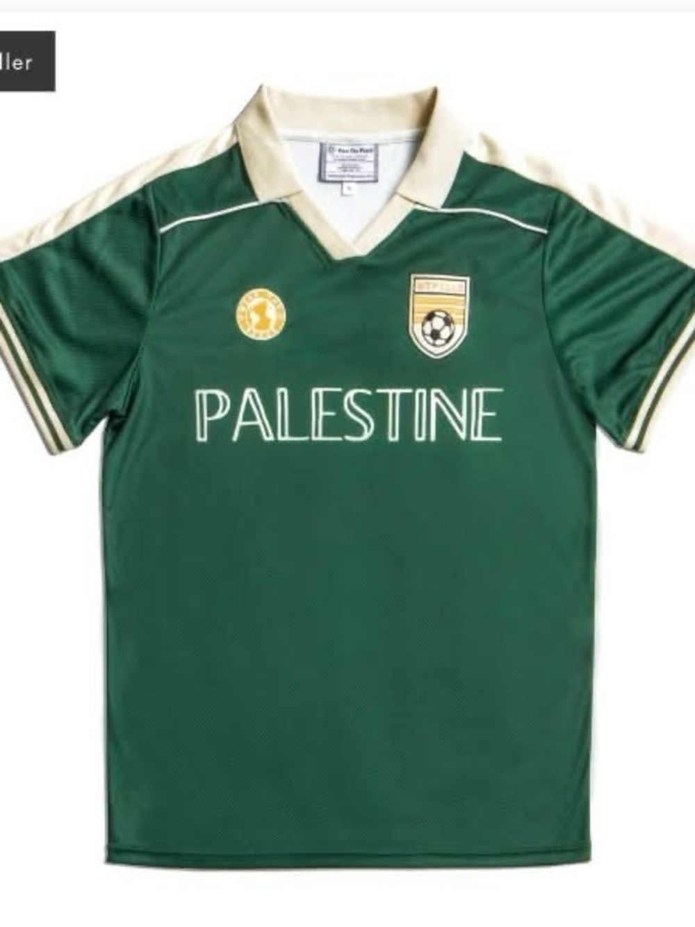 Palestine Mens Green Soccer Jersey with Cream Trim-WTP